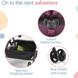 luvlap Voyager Baby Stroller/Pram with 5 Point Safety Harness, Easy Fold, Extended Canopy, Multi Level Recline, Looking Window, Easy Assembly, 6 Month + Twin Strollers & Prams image 3