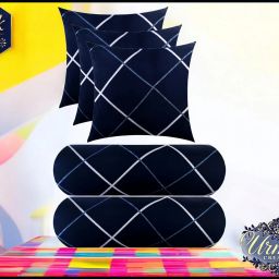 3 Cushion 2 bolster Microfibre Geometric Bolster Pack of 5-image-52