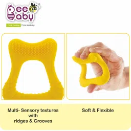 beebaby Tooth Shape Soft Silicone Baby Teether with Bristle & Carry Case, BPA Free, 6M+ Teether image 5