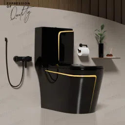 21010 Ceramic Zed Black commode with Yellow Line Finishing 21010 Western Commode-14