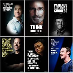 Motivational Wall Posters and Inspirational Quotes for Office, Home and gym, (Steve Jobs, Bill Gates, Elon Musk,Jack Ma, Mark Zuckerberg, Jeff Bezos) Pack of 06 Paper Print-image-76