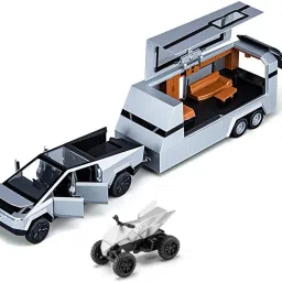 1:32 Scale Tesla Cybertruck Pick-Up Trailer with 6 Openable Doors Pull Back-image-79