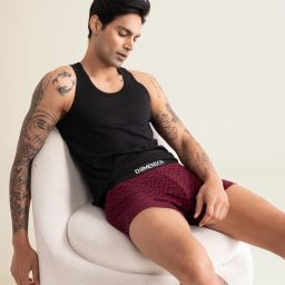 damensch Combed Cotton Moisture Wicking Red Printed Men Trunk image 2