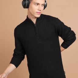 highlander Men Woven High Neck Black Sweater-picture-2