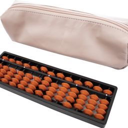 Abacus Math Learning Kit for Kids 13 Rod Brown with Square Pouch -Pink-22