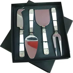 Stainless Steel with Brass Handle Cake Server| Pizza Knife| Cheese Knife, Fork, Slicer, Spread Wide Server| Premium Stainless Steel Cutlery Set of 4 pcs| Best For Gifting Stainless Steel Cutlery Set-image-59