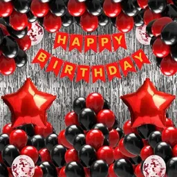 Solid Printed Happy Birthday Decoration kit Combo - 33 Pcs for Birthday Decor Balloon-11