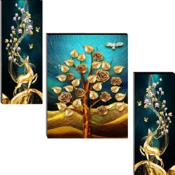 Set Of 3 Modern Art Deer Paintings For Wall Digital Reprint 12 inch x 18 inch Painting-1