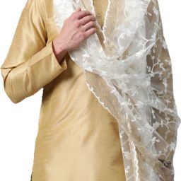 Net Embroidered White Men Dupatta-image-22