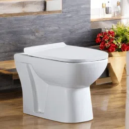 Meta Floor Mount Western Toilet /European Commode OUTLET Is From Floor S TRAP With Soft Close Seat Cover 55 X 35 X 40 cm (White Glossy Finish) for Bathrooms G Western Commode-image-22