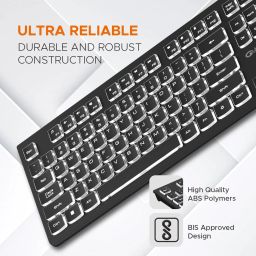 AMKETTE Wi-Key Backlit Wired USB Standard Laptop Keyboard Compatible with Desktop, Laptop, Tablet, iPad, Mac multimedia_keys,Wi-Key Backlit image 3