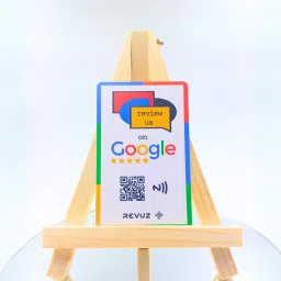 Google Review Card with Wooden Display Stand - NFC tap or QR Code scan Business Card-7