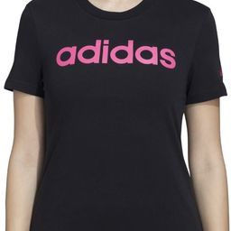 adidas W LIN T Women Printed Crew Neck Pure Cotton Black T-Shirt-picture-31
