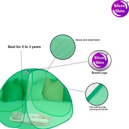 shreejihuf Polyester Kids Washable Tent Baby Mosquito Net Washable Polyester Foldable for Green Color Mosquito Net image 2