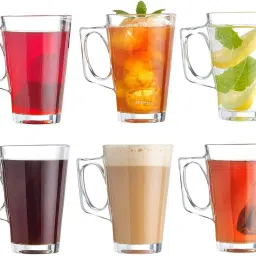 Pack of 6 Glass Premium Tea Cups, Transparent Glass Cup Set for Coffee, Latte, Herbal Tea-image-12