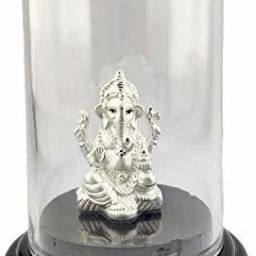999 Pure Silver Ganesha/Vinayaka Beautiful Idol with Acrylic Base Decorative Showpiece - 12 cm-image-95