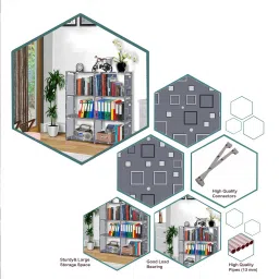 flipkart perfect homes studio Awesome box Print 8 Layer Simple Bookshelf/Multipurpose Rack/Children Bookcases Metal Open Book Shelf image 5