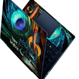 FineArts HD Printed Full Panel Laptop Skin Sticker Vinyl Fits Size Upto 15.6 inches No Residue, Bubble - Hare Krishna Feather Art Self Adhesive Vinyl Laptop Decal 15.6-image-82