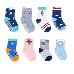 NEOBABY Infants Pack Of 8 Patterned Cotton Above Ankle-Length Socks-13