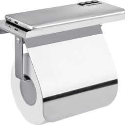 Wall Toilet Paper Holder with Shelf Open Storage Stainless Steel No Drill Holder Stainless Steel Toilet Paper Holder-89