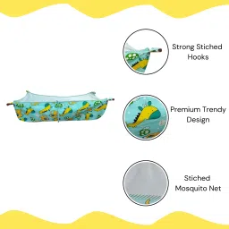 hooper Soft Cloth Swing Baby Cradle With Mosquito Net, Hammock, Jhoola, Khoya image 2