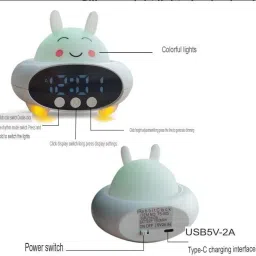 calldrishe Digital Multicolor, Rabbit Alarm Clock with Bluetooth Speaker Auto Color Changing Modes Clock image 3