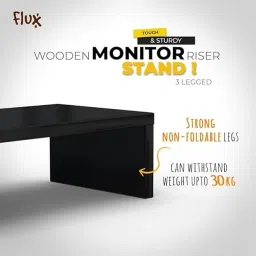 Flux Space-Saving Solution: Black Monitor Stand with Storage Compartment Engineered Wood Multipurpose Table image 5