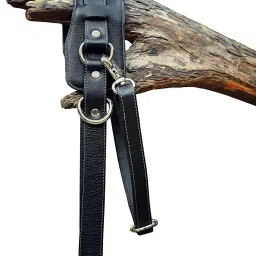 Ledereign Leather Solo Camera Strap with Shackle Hooks | Perfect Single Camera Belt | Cross Body Design | (Smokey Black) Strap-26