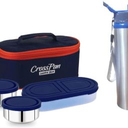Orra Double Decker Stainless Steel Lunch/Tiffin Box with Sleek Bottle (750ml) 3 Containers Lunch Box-image-13