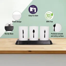 b-arm Knife and Spoon Stand for Kitchen Counter (Small cup size) | Self Draining Plastic Cutlery Set image 5