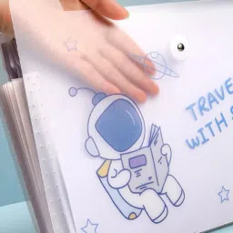indusbay Plastc Astronaut Space Theme File Folder With Elastic Band Lock A4 Size Certificates Holder With 7 Pockets, Expandable Folders For Documents Notes Worksheets , Gift for Kids image 2
