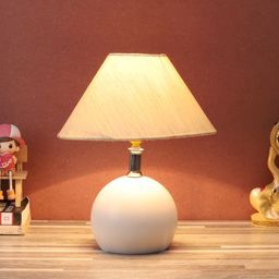 foziq Beige Shade Table Lamp with White Table Lamp Table Lamp-picture-0