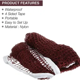 victoo sports Badminton Net NYLON Brown, 4 Side Tape, Small Square Boxes, Badminton Net image 2