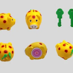 Very small size cute pig piggy bank with realistic look yellow toy for kids Coin Bank-image-5