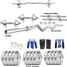 20 kg Steel Plates Combo (5KG X 4 PCS) With 5 FT Curl Rod Home Gym Combo-17