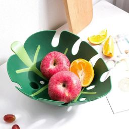 Leaf Multipurpose Storage Fruit Basket for Home-Kitchen-Dining Table|Green Plastic Fruit & Vegetable Basket-58