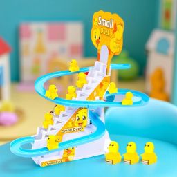 Battery Duck Track Toy – Climbing Slide Toy with Lights & Cartoon Ducks-image-64
