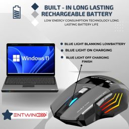 ENTWINO GW-X7- GREY WIRELSS GAMING MOUSE Wireless Right Handed Optical Gaming Mouse with Bluetooth image 3