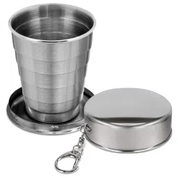 Stainless Steel Foldable Glass Collapsible Cup With Lid & Keychain for Traveling Glass Water/Juice Glass-image-50