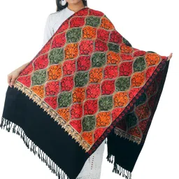 Embroidered Pure Wool Women Multicolor Stole-image-2