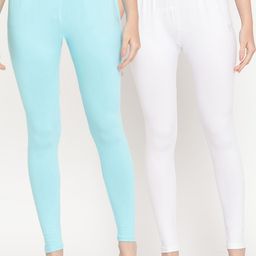 TAG 7 Women Pack Of 2 Solid Comfort-Fit Ankle-Length Leggings-image-109
