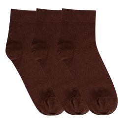 N2S NEXT2SKIN Men Pack Of 3 Brown Solid Combed Cotton Ankle-Length Socks-55