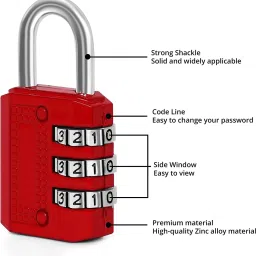 puthak Padlock 3 Digit Combination Lock (Pack of 3) Combination Lock image 4