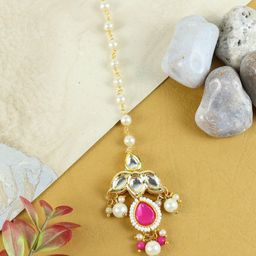 Asthetika Kids Gold-Plated Kundan & Stone-Studded Maangtikka-image-57