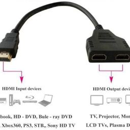RuhZa HDMI Splitter 1 in 2 Out Adapter Cable Male to Dual Female, 1 to 2 Way for HD, LED, LCD, TV HDMI Connector-image-60