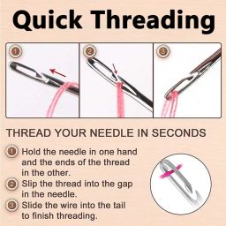 serplex Self Threading Quilting Needles Set with Wooden Case 30pcs Knitting Pin image 3