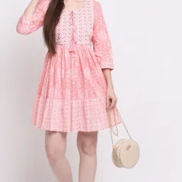 Women A-line Beige, White Knee Length Dress-image-18