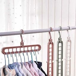 Multilayer Anti Slip Hanger Plastic 9 Hole Windproof Magic Clothes Hanger Space Saving Organizer Fix Holder Storage Rack Buckle Plastic Shirt Pack of 4 Hangers For Shirt-picture-16