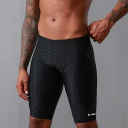 Mens Swimming Trunks Quick Dry Stretchy Polyester Compression Fit Swim Shorts Solid Men Trunk Black Swimsuit-image-53