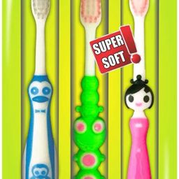 3 Super Soft Junior Kids Toothbrush + 3 Anti-Bacterial Toothbrush Containers Extra Soft Toothbrush-image-2